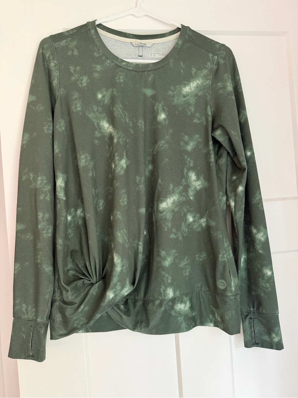 L.L. Bean Olive Green Tie-Dye Long Sleeve Top